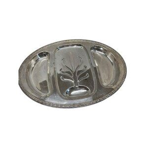 Vintage Silverplate International Silver Spring Flower 3 Compartment Serve Tray
